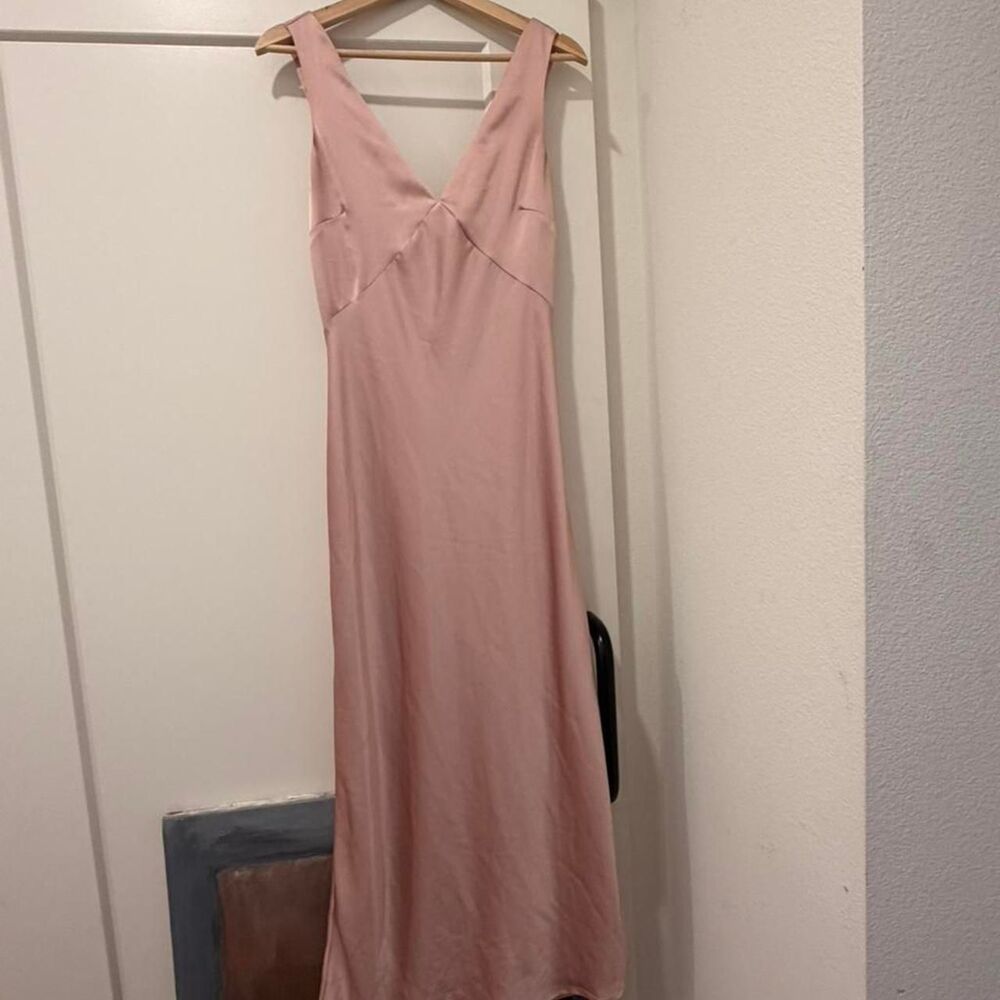 A New Day Target Pink Satin V-Neck Midi Slip Dress Size XS